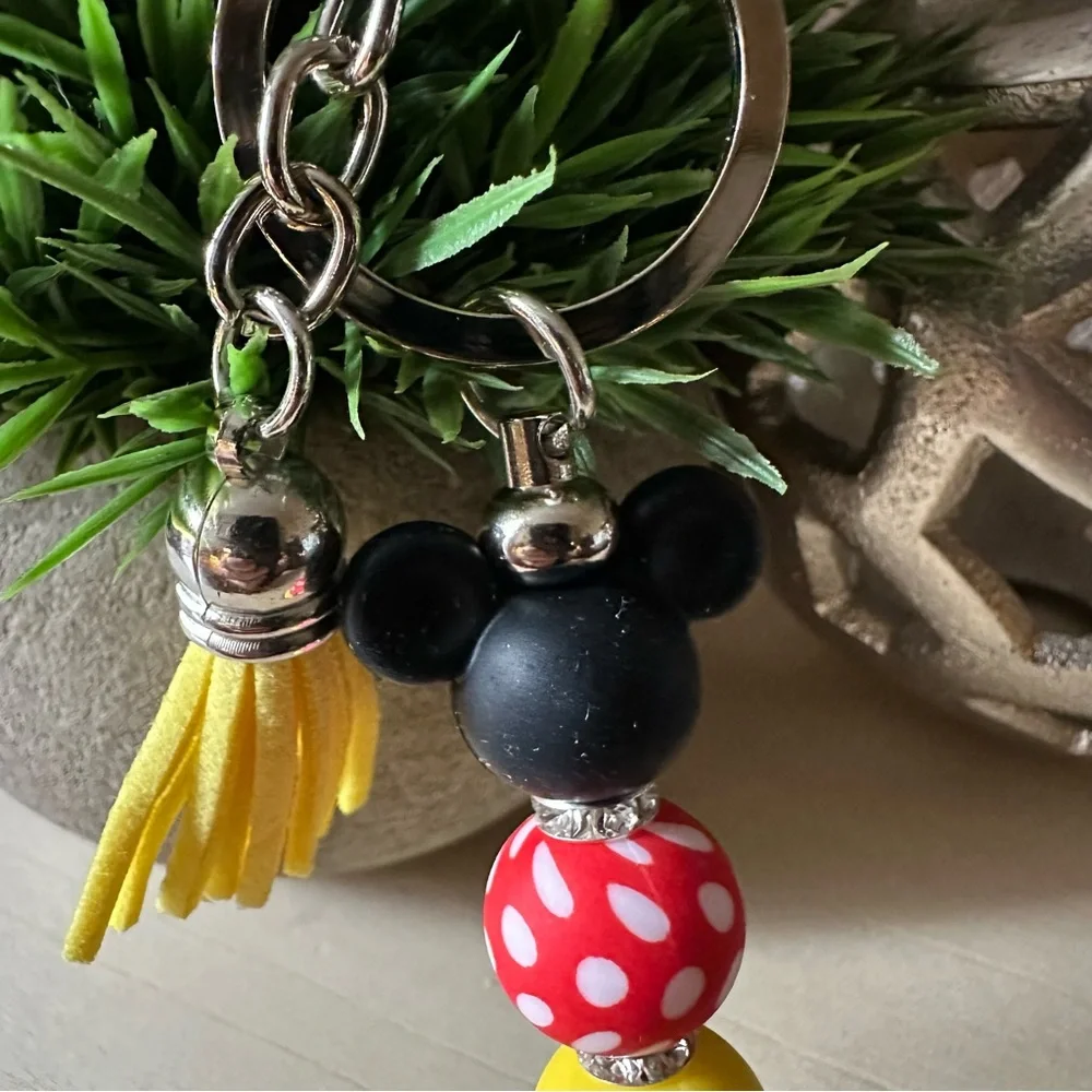 Mickey Mouse‎ Silicone Keychain with Yellow Tassel